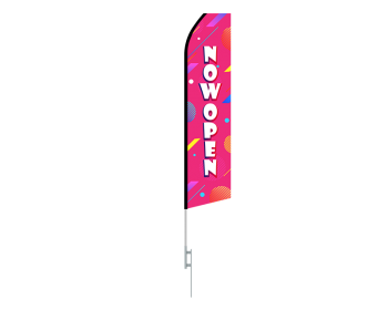 16ft NOW OPEN Stock Swooper Flag with Ground Stake 03