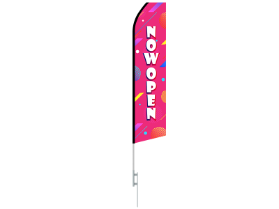 16ft NOW OPEN Stock Swooper Flag with Ground Stake 03