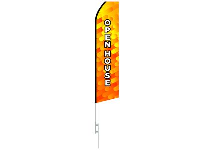 16ft OPEN HOUSE Stock Swooper Flag with Ground Stake 02