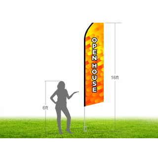 16ft OPEN HOUSE Stock Swooper Flag with Ground Stake 02