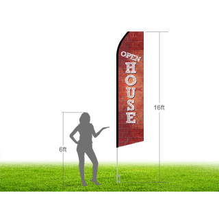 16ft OPEN HOUSE Stock Swooper Flag with Ground Stake 03
