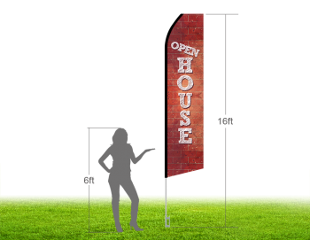 16ft OPEN HOUSE Stock Swooper Flag with Ground Stake 03