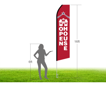 16ft OPEN HOUSE Stock Swooper Flag with Ground Stake 04