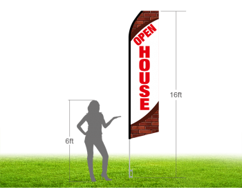 16ft OPEN HOUSE Stock Swooper Flag with Ground Stake 05