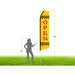 16ft OPEN Stock Swooper Flag with Ground Stake 01