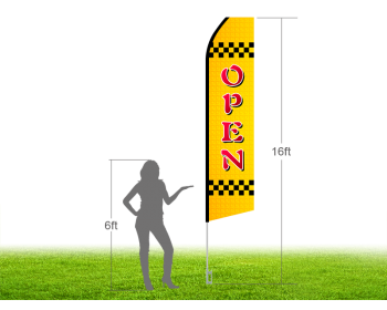 16ft OPEN Stock Swooper Flag with Ground Stake 01
