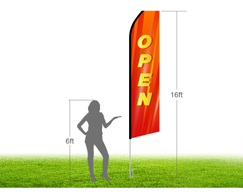 16ft OPEN Stock Swooper Flag with Ground Stake 02