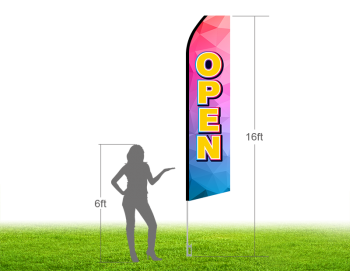 16ft OPEN Stock Swooper Flag with Ground Stake 03