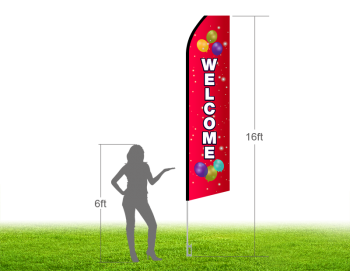 16ft WELCOME Stock Swooper Flag with Ground Stake 02