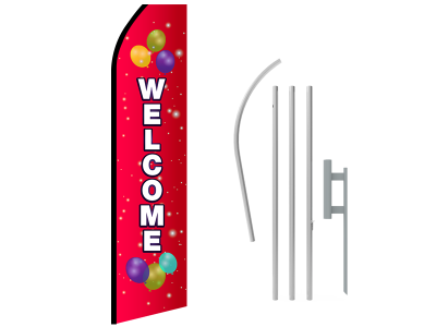 16ft WELCOME Stock Swooper Flag with Ground Stake 02