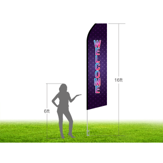 16ft WELCOME Stock Swooper Flag with Ground Stake 03