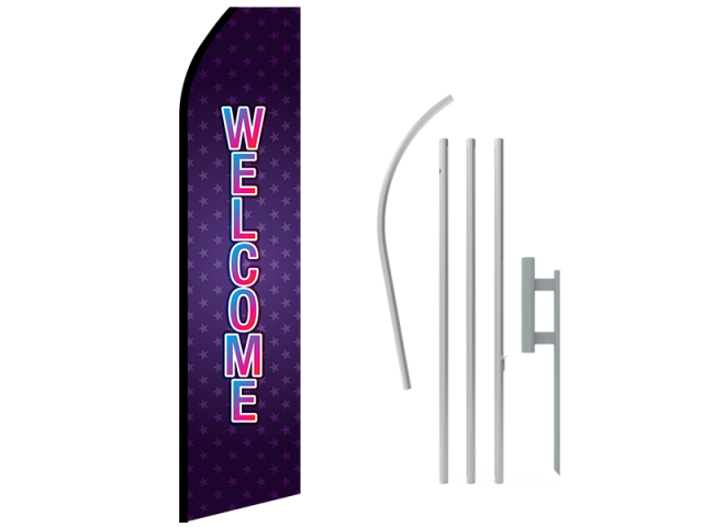16ft WELCOME Stock Swooper Flag with Ground Stake 03