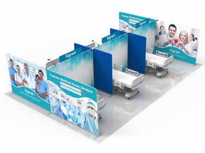 Custom 20x30ft Medical Room Divider Tension Fabric Brand Graphic Printing 01 (Frame + Graphic)