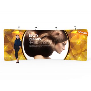 Custom 20ft Curved & Gorgeous Tension Fabric Trade Show Backwall Display