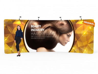 Custom 20ft Curved & Gorgeous Tension Fabric Trade Show Backwall Display Custom 20ft Curved & Gorgeous Tension Fabric Trade Show Backwall Display