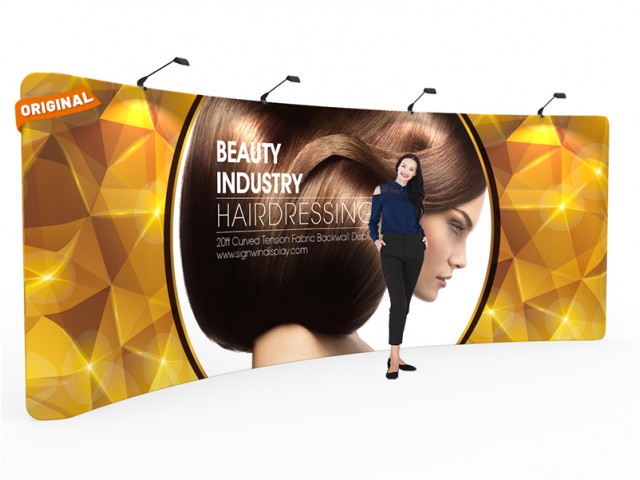 Custom 20ft Curved & Gorgeous Tension Fabric Trade Show Backwall Display Custom 20ft Curved & Gorgeous Tension Fabric Trade Show Backwall Display