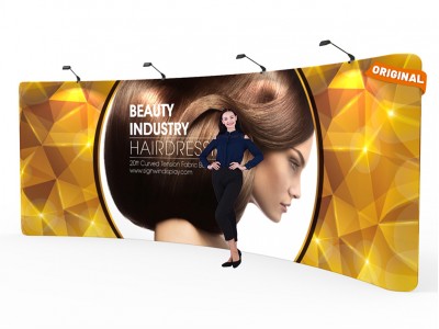 Custom 20ft Curved & Gorgeous Tension Fabric Trade Show Backwall Display Custom 20ft Curved & Gorgeous Tension Fabric Trade Show Backwall Display