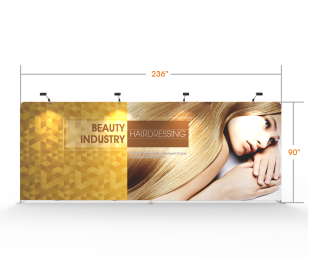 Custom 20ft Flat & Grand Tension Fabric Trade Show Backwall Display (Frame + Graphic)