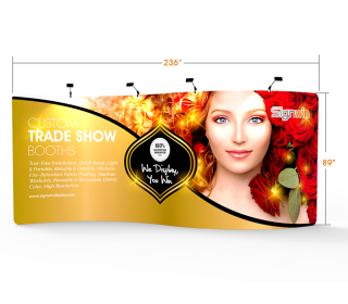Custom 20ft S-Shaped & Elegant Tension Fabric Trade Show Backwall Display (Frame + Graphic)