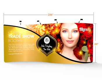 Custom 20ft S-Shaped & Elegant Tension Fabric Trade Show Backwall Display (Frame + Graphic)