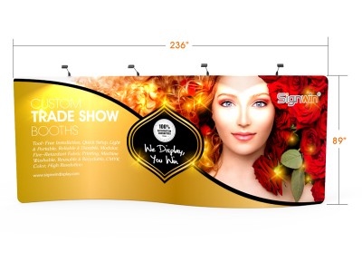 Custom 20ft S-Shaped & Elegant Tension Fabric Trade Show Backwall Display