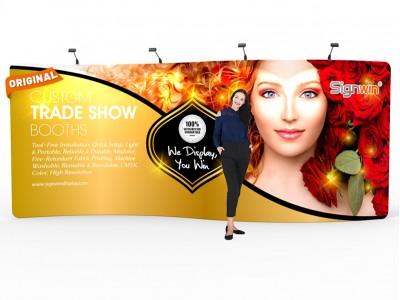 Custom 20ft S-Shaped & Elegant Tension Fabric Trade Show Backwall Display