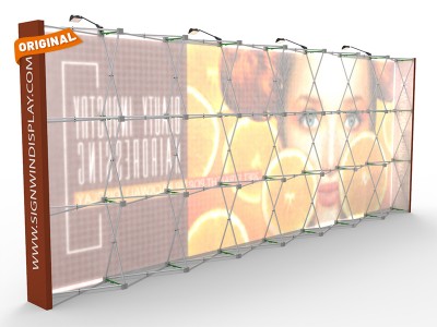 Custom 20ft Straight & Quick Fabric Pop Up Trade Show Backwall Display