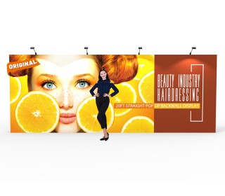 Custom 20ft Straight & Quick Fabric Pop Up Trade Show Backwall Display