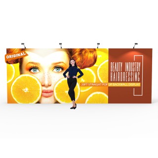 Custom 20ft Straight & Quick Fabric Pop Up Trade Show Backwall Display