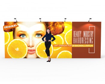 Custom 20ft Straight & Quick Fabric Pop Up Trade Show Backwall Display