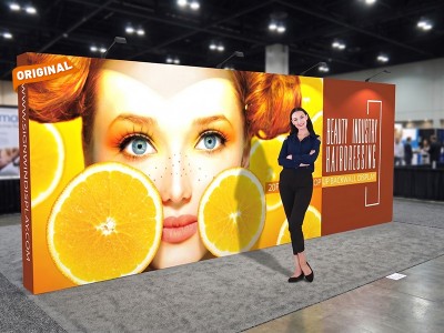 Custom 20ft Straight & Quick Fabric Pop Up Trade Show Backwall Display