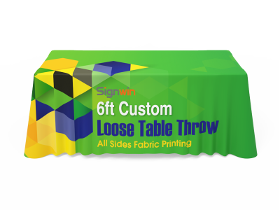 6ft Full Color Loose Table Throw with Clear Logo Printed