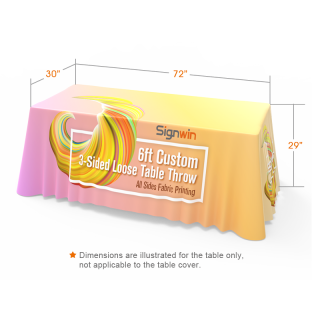 6ft 3-Sided Loose Table Throw Custom Printing with Logo