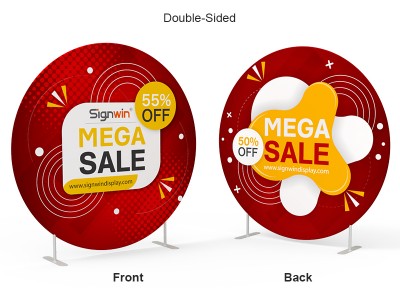 Custom Printed 7ft Premium & Heavy-Duty Round Backdrop Stand Tension Fabric Display