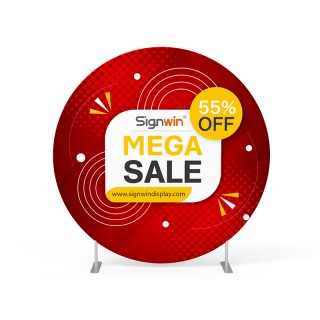 Custom Printed 7ft Premium & Heavy-Duty Round Backdrop Stand Tension Fabric Display