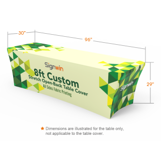 8ft Stretch Fit Open-Back Table Cover Logo & Text Printing