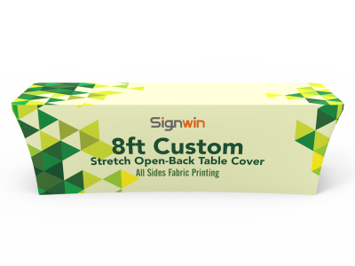 8ft Stretch Fit Open-Back Table Cover Logo & Text Printing