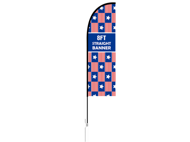 8ft Straight Feather Flag with Ground Stake