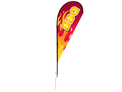 8ft BBQ Stock Teardrop Flag with Ground Stake 01