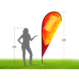 8ft BBQ Stock Teardrop Flag with Ground Stake 02