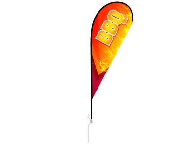 8ft BBQ Stock Teardrop Flag with Ground Stake 02