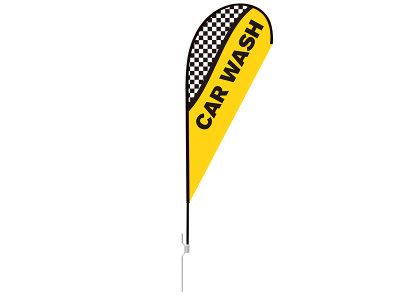 8ft CAR WASH Stock Teardrop Flag with Ground Stake 04