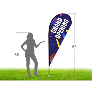 8ft GRAND OPENING Stock Teardrop Flag with Ground Stake 01