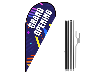 8ft GRAND OPENING Stock Teardrop Flag with Ground Stake 01