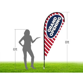8ft GRAND OPENING Stock Teardrop Flag with Ground Stake 03