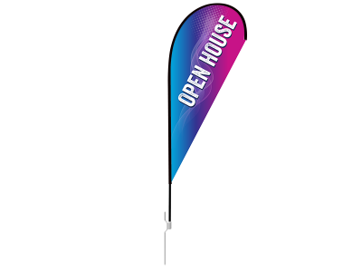 8ft OPEN HOUSE Stock Teardrop Flag with Ground Stake 02