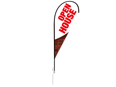 8ft OPEN HOUSE Stock Teardrop Flag with Ground Stake 05