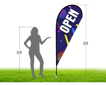 8ft OPEN Stock Teardrop Flag with Ground Stake 03