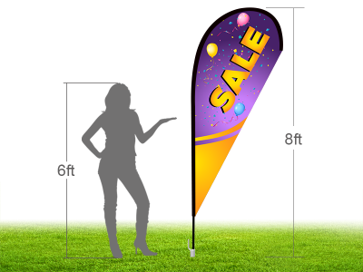 8ft SALE Stock Teardrop Flag with Ground Stake 01
