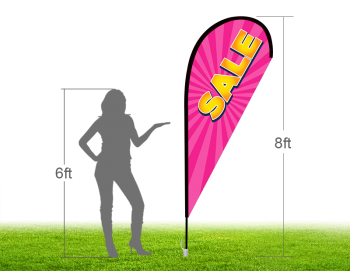 8ft SALE Stock Teardrop Flag with Ground Stake 03